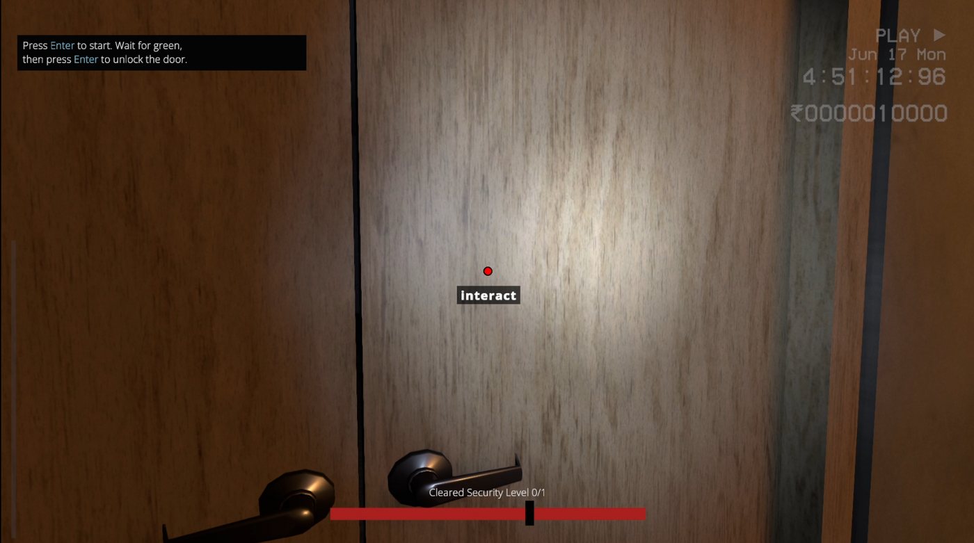 Perfection meter unlocking a door